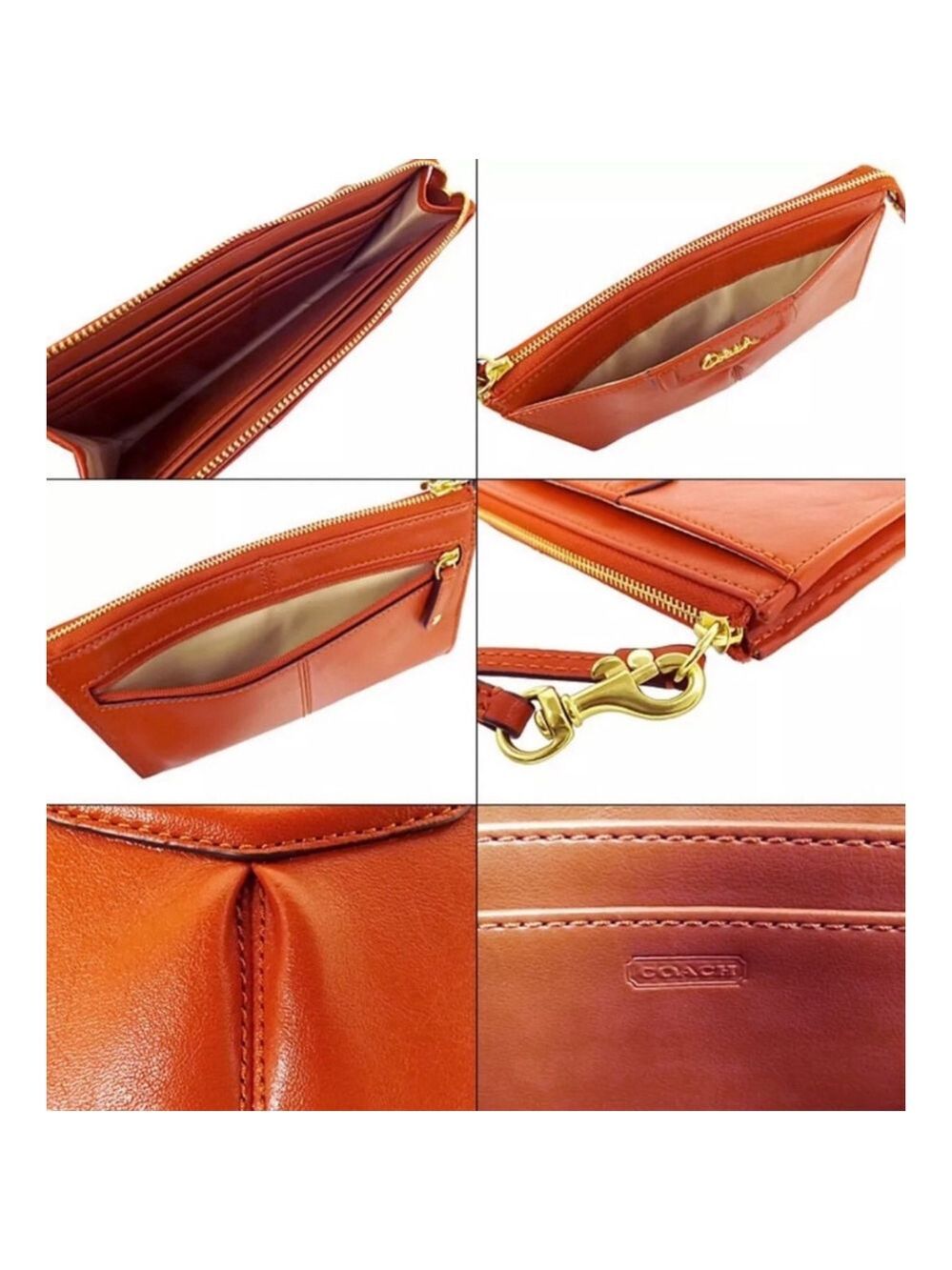 Coach Women's Long Pocketbook Wristlet, Rust - Picture 3 of 3